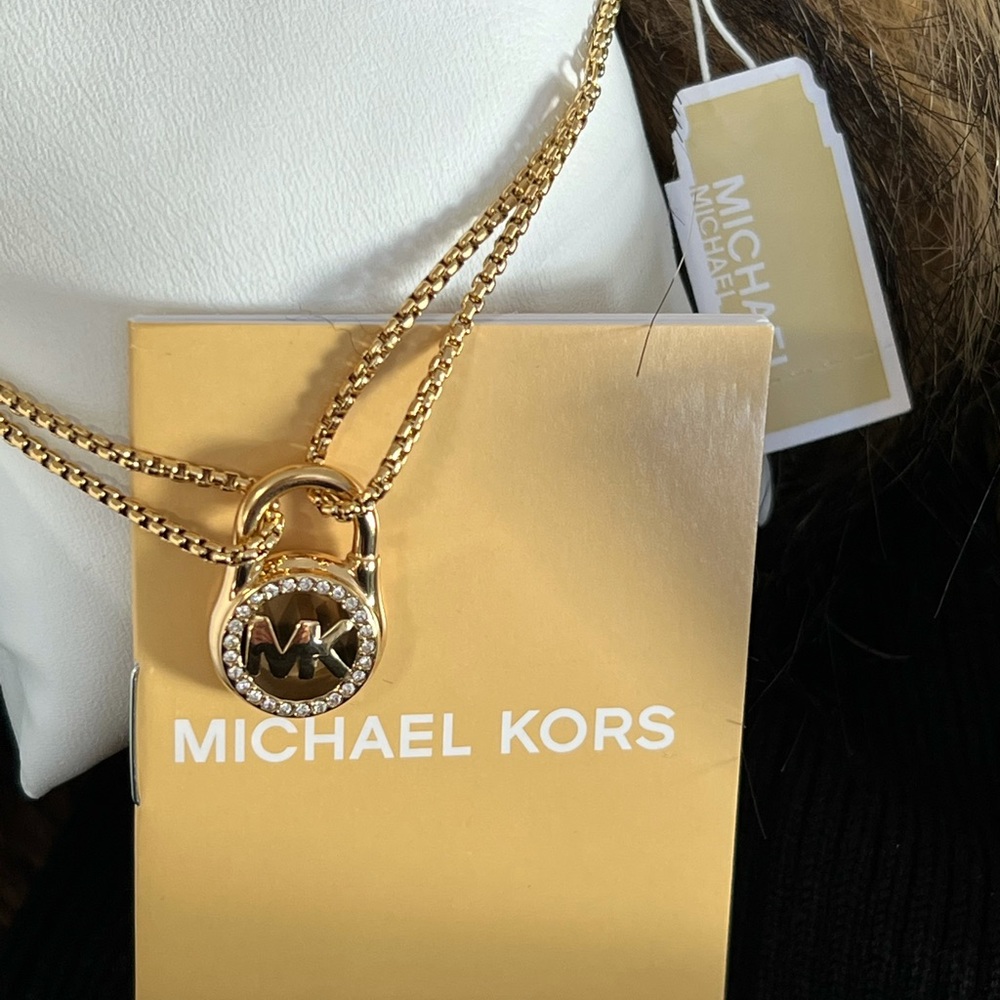 Michael Kors adjustable gold with crystals lock bracelet